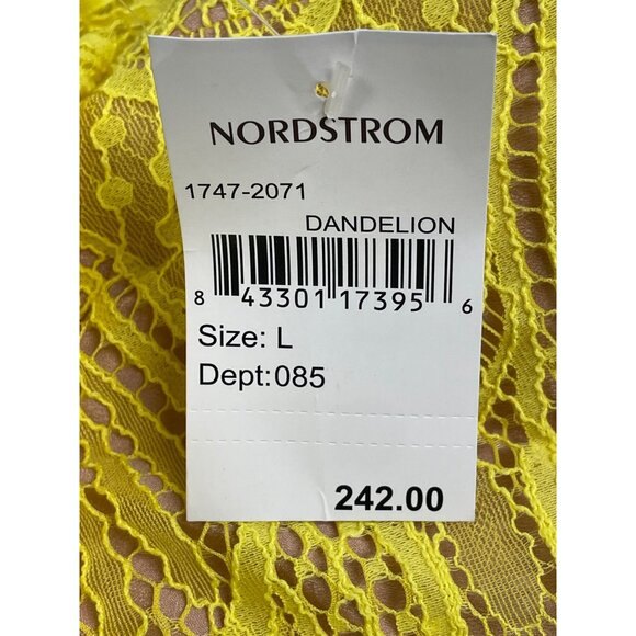 Dress the Population Womens Yellow Lace Midi Dress With Flutter Sleeves Sz L-New - Picture 10 of 11